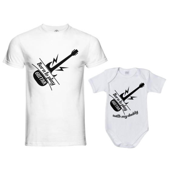 Coordinato t-shirt e body neonato padre figlio born to play guitar born to play guitar with my daddy Per il papà 2
