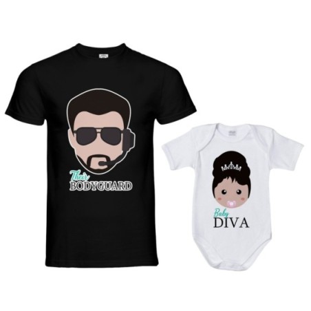 Coordinato t-shirt e body neonato padre figlia bodyguard...
