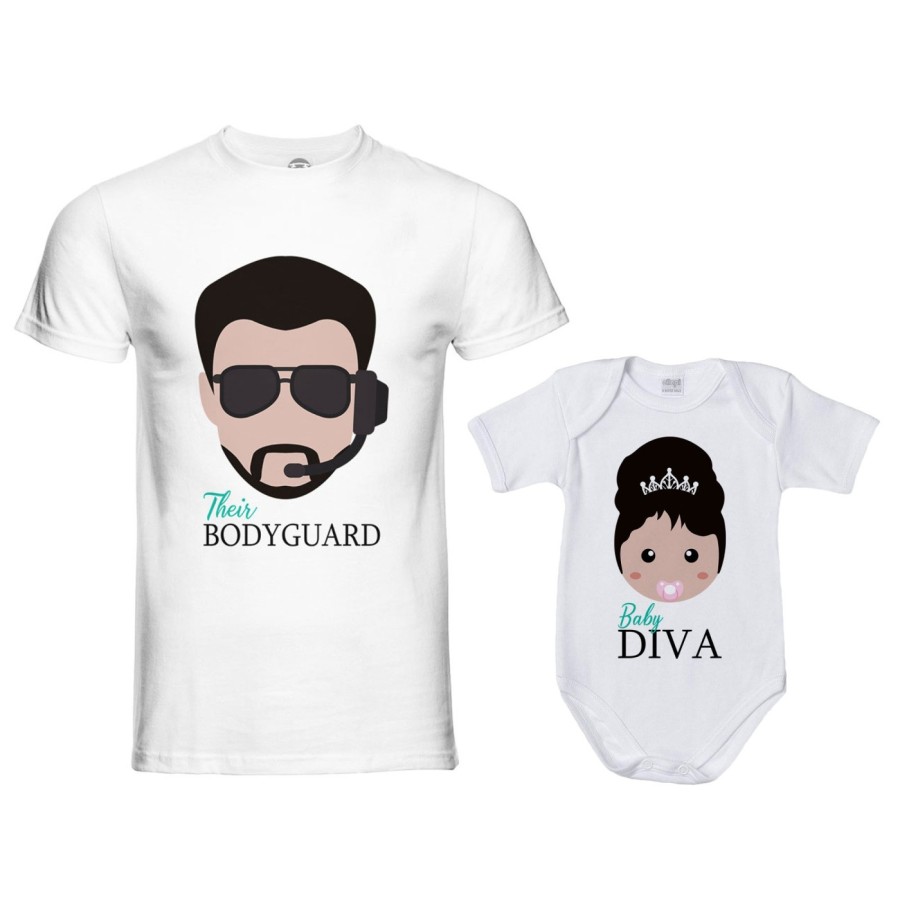 Coordinato t-shirt e body neonato padre figlia bodyguard baby diva Per il papà
