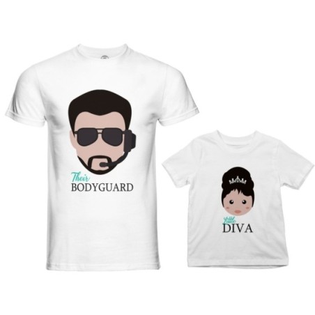 Coordinato t-shirt e body neonato padre figlia bodyguard baby diva Per il papà