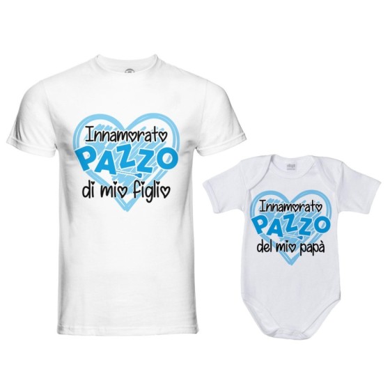 Coordinato t-shirt e body neonato padre figlio innamorato pazzo di mio figlio mia figlia  Per il papà