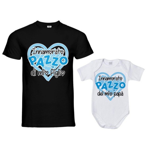 Coordinato t-shirt e body neonato padre figlio innamorato pazzo di mio figlio mia figlia  Per il papà 2