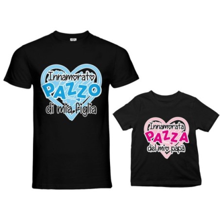 Coordinato t-shirt e body neonato padre figlio innamorato pazzo di mio figlio mia figlia  Per il papà