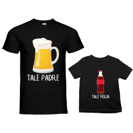 Coordinato t-shirt body padre figlio tale padre con boccale di birra tale figlio con biberon Per il papà