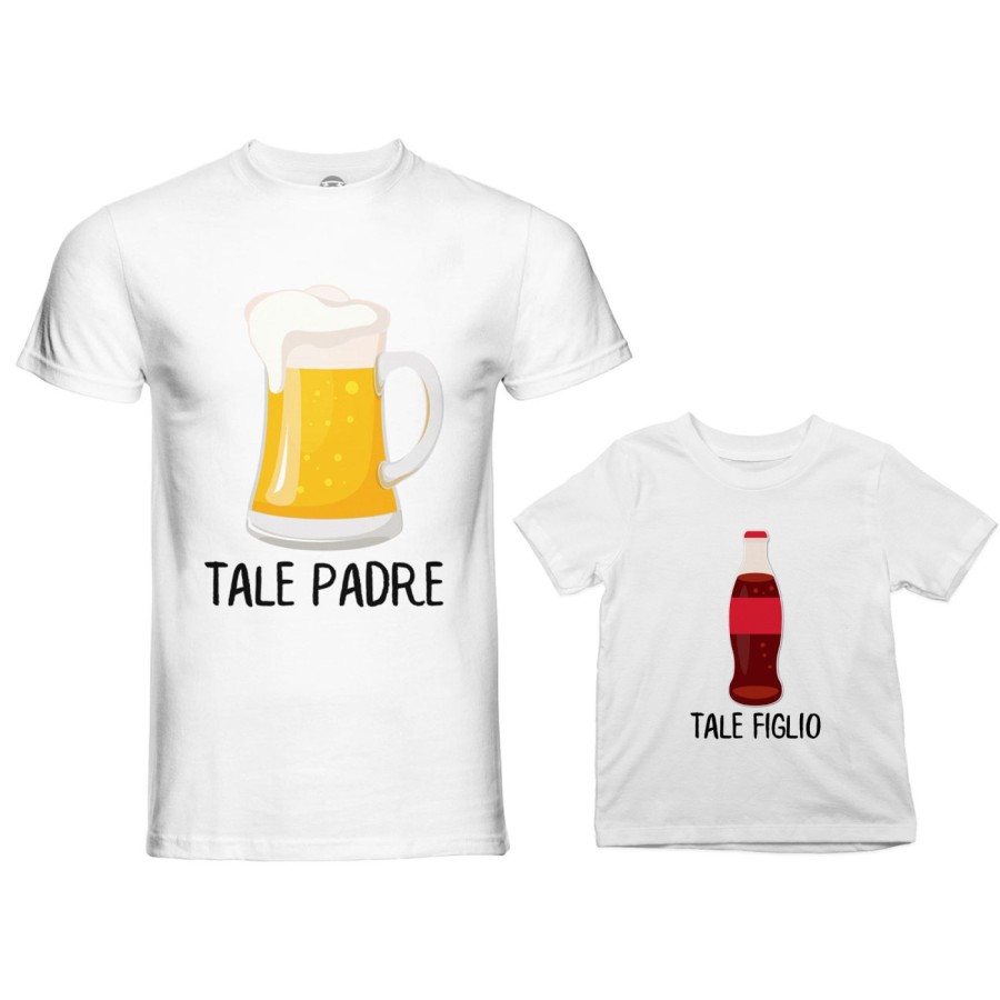 Coordinato t-shirt body padre figlio tale padre con boccale di birra tale figlio con biberon Per il papà