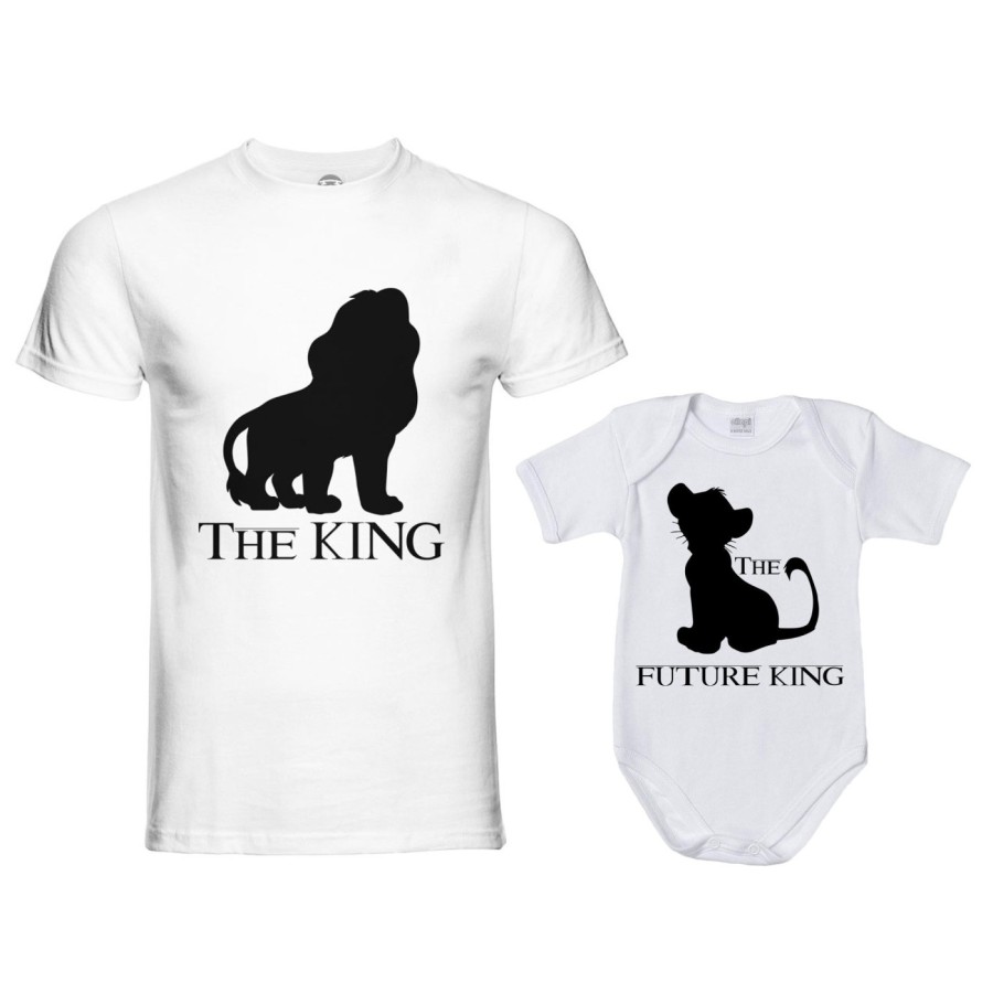 Coordinato t-shirt e body neonato padre figlio the king the future king lion future queen lion Per il papà
