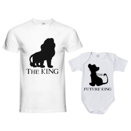 Coordinato t-shirt e body neonato padre figlio the king the future king lion future queen lion Per il papà