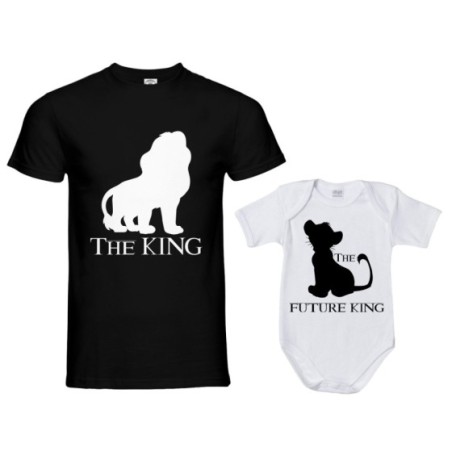 Coordinato t-shirt e body neonato padre figlio the king the future king lion future queen lion Per il papà
