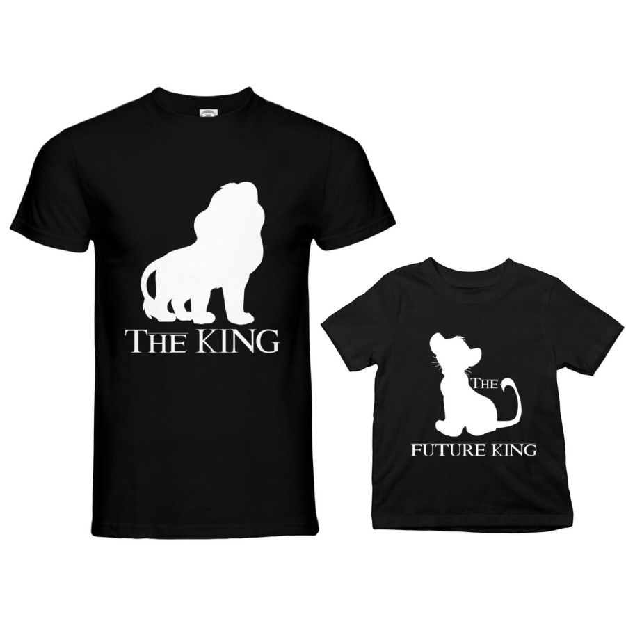 Coordinato t-shirt e body neonato padre figlio the king the future king lion future queen lion Per il papà