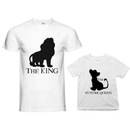 Coordinato t-shirt e body neonato padre figlio the king the future king lion future queen lion Per il papà