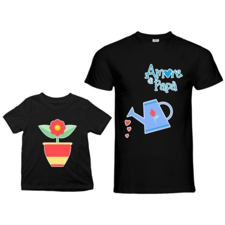 Coordinato t-shirt e body neonato padre figlio amore di papà annaffiatoio e fiorellino Per il papà