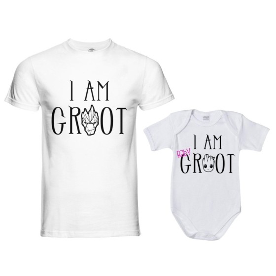 Coordinato t-shirt e body neonato padre figlio i am groot i am baby groot Per il papà 2