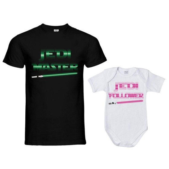 Coordinato t-shirt e body neonato padre figlio jedi master jedi follower Per il papà