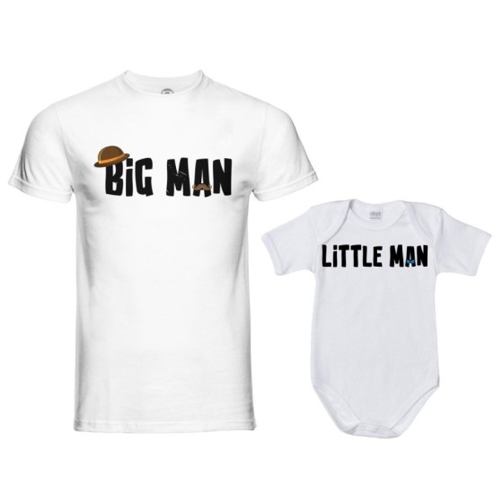 Coordinato t-shirt e body neonato padre figlio big man little man little lady Per il papà