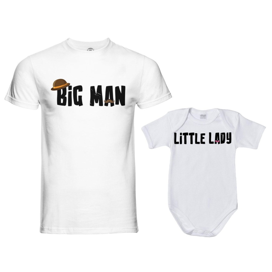 Coordinato t-shirt e body neonato padre figlio big man little man little lady Per il papà