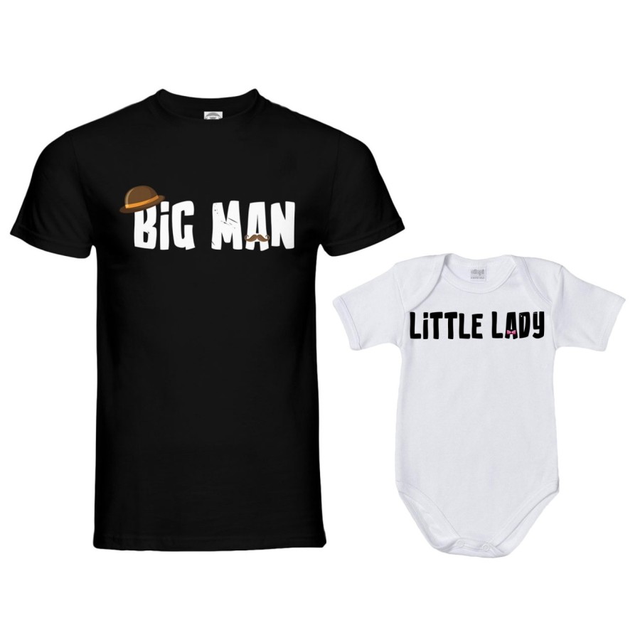 Coordinato t-shirt e body neonato padre figlio big man little man little lady Per il papà