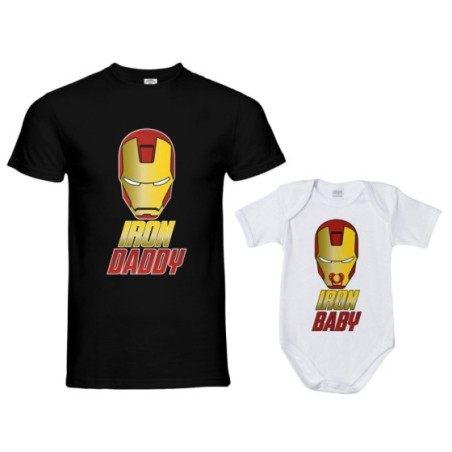 Coordinato t-shirt e body neonato padre figlio iron daddy...