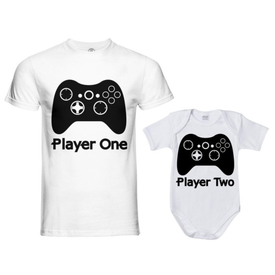 Coordinato t-shirt e body neonato padre figlio player one player two xbox Per il papà 2