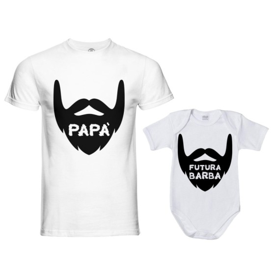 Coordinato t-shirt e body neonato padre figlio papà futura barba Per il papà 2