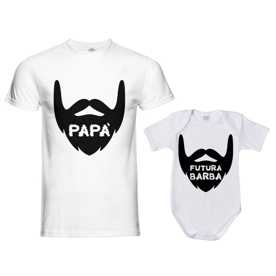 Coordinato t-shirt e body neonato padre figlio papà futura barba Per il papà