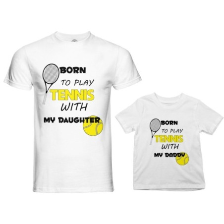 Coordinato t-shirt e body neonato padre figlio born to play tennis with my son my daughter Per il papà