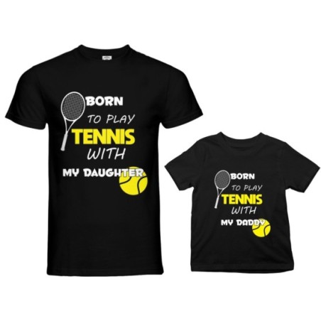 Coordinato t-shirt e body neonato padre figlio born to play tennis with my son my daughter Per il papà
