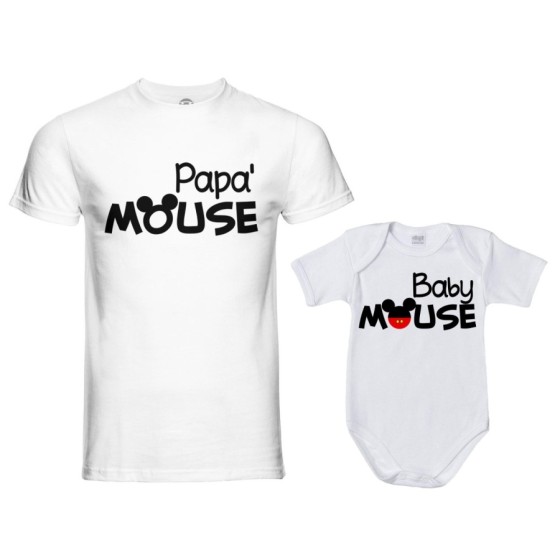 Coordinato t-shirt e body neonato padre figlio papà mouse baby mouse Per il papà