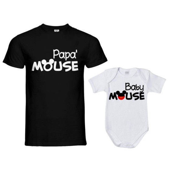 Coordinato t-shirt e body neonato padre figlio papà mouse baby mouse Per il papà 2