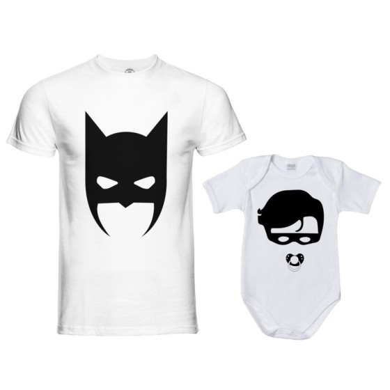 Coordinato t-shirt e body neonato padre figlio batdad baby robin Per il papà