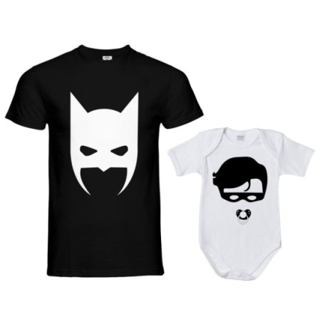 Coordinato t-shirt e body neonato padre figlio batdad baby robin Per il papà
