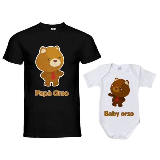 Coordinato t-shirt e body neonato padre figlio papà orso baby orso Per il papà 2