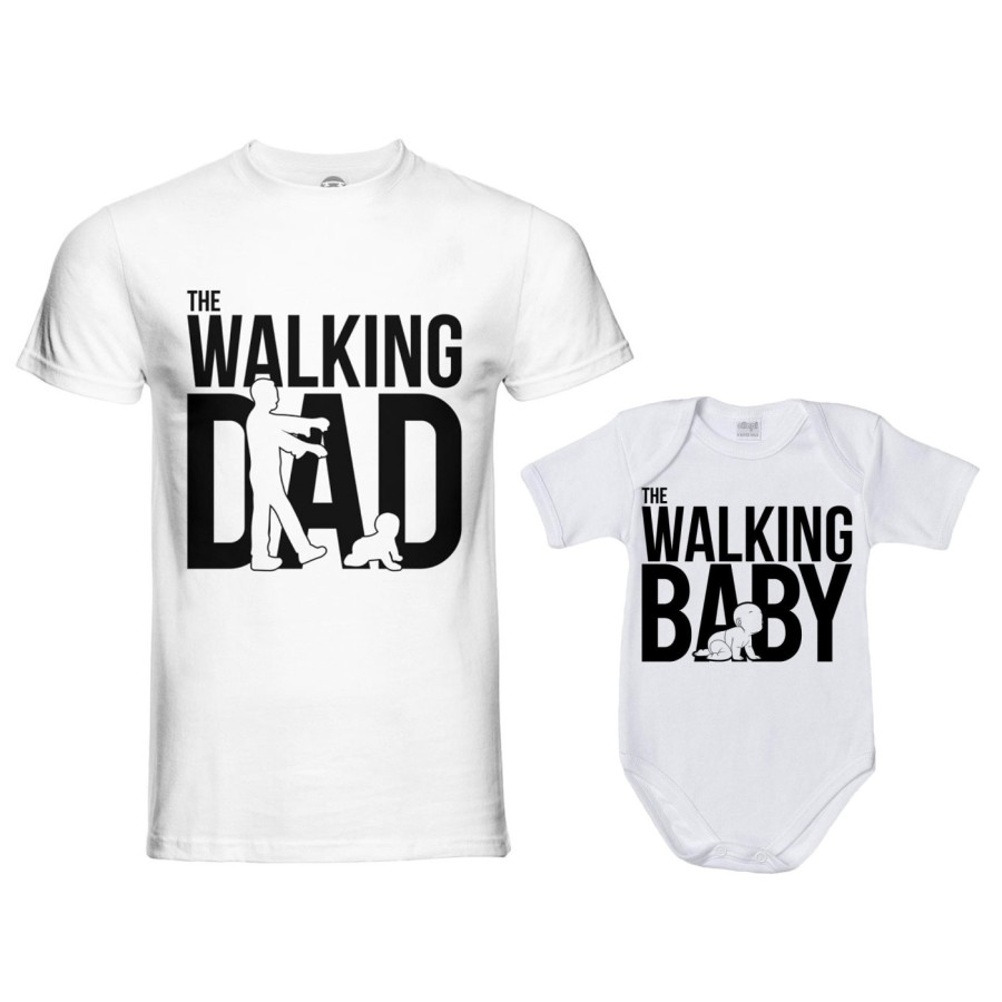 Coordinato t-shirt e body neonato padre figlio the walking dad the walking baby zombie Per il papà