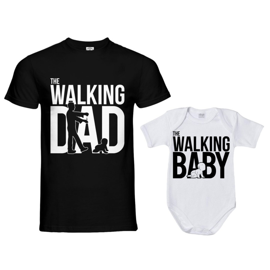 Coordinato t-shirt e body neonato padre figlio the walking dad the walking baby zombie Per il papà