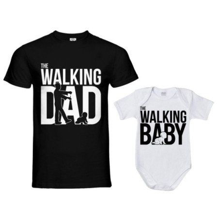 Coordinato t-shirt e body neonato padre figlio the walking dad the walking baby zombie Per il papà