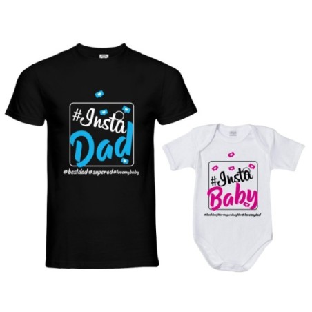 Coordinato t-shirt e body neonato padre figlio insta dad...