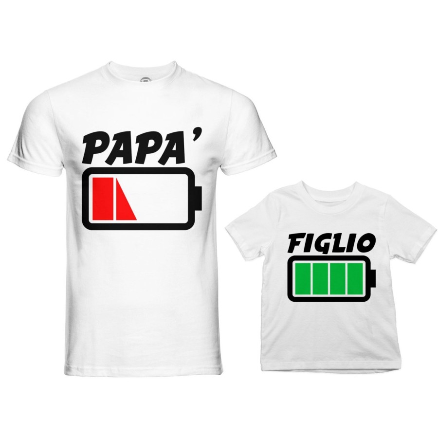 Coordinato t-shirt e body neonato padre figlio papà batteria scarica figlia figlio carichissimi! Per il papà