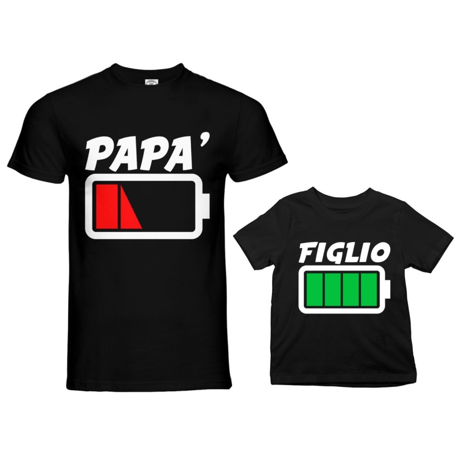 Coordinato t-shirt e body neonato padre figlio papà batteria scarica figlia figlio carichissimi! Per il papà