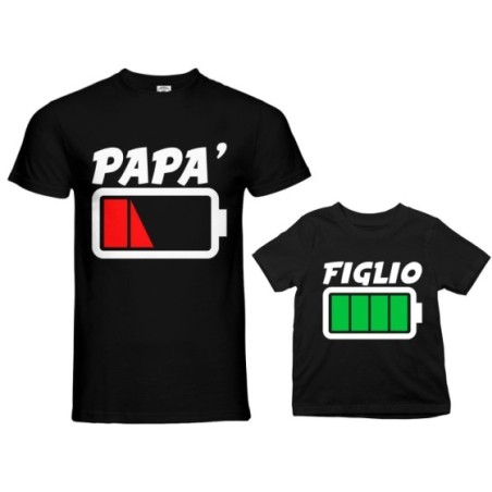 Coordinato t-shirt e body neonato padre figlio papà batteria scarica figlia figlio carichissimi! Per il papà