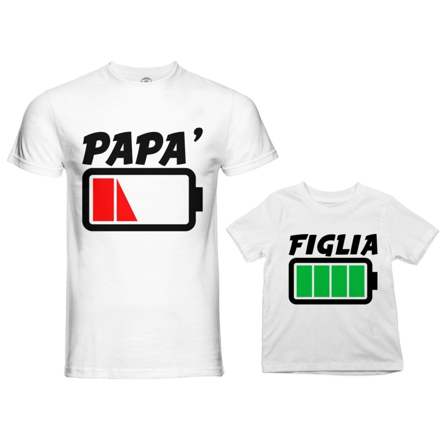 Coordinato t-shirt e body neonato padre figlio papà batteria scarica figlia figlio carichissimi! Per il papà