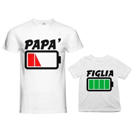 Coordinato t-shirt e body neonato padre figlio papà batteria scarica figlia figlio carichissimi! Per il papà