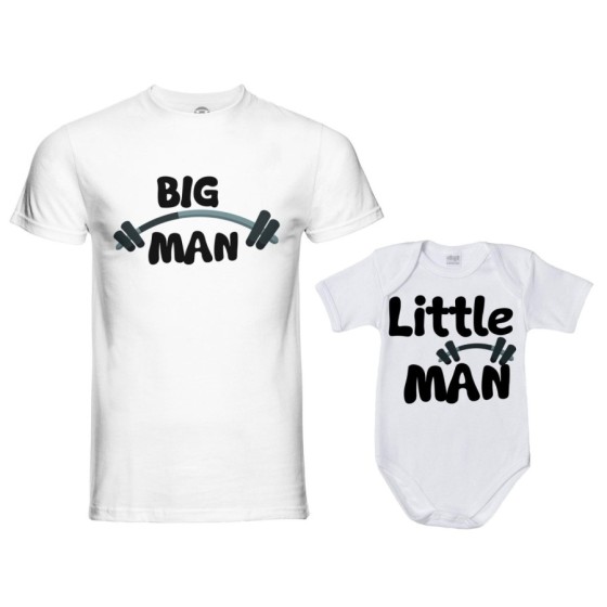 Coordinato t-shirt e body neonato padre figlio big man little man little lady fitness Per il papà