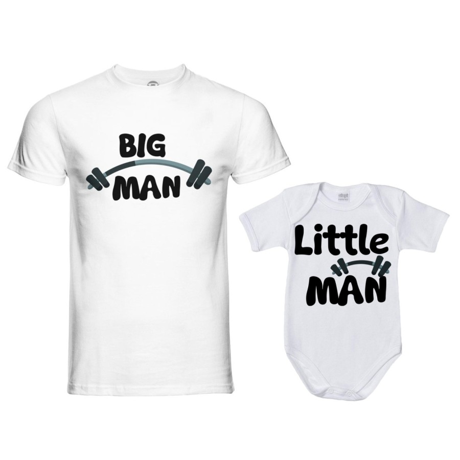 Coordinato t-shirt e body neonato padre figlio big man little man little lady fitness Per il papà