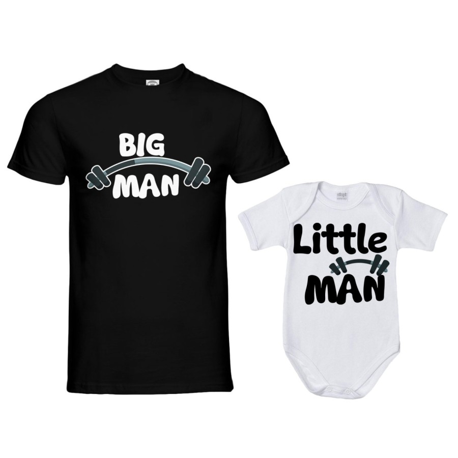Coordinato t-shirt e body neonato padre figlio big man little man little lady fitness Per il papà