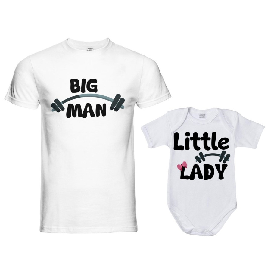 Coordinato t-shirt e body neonato padre figlio big man little man little lady fitness Per il papà