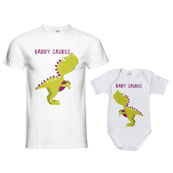 Coordinato t-shirt e body neonato padre figlio daddy saurus baby saurus Per il papà