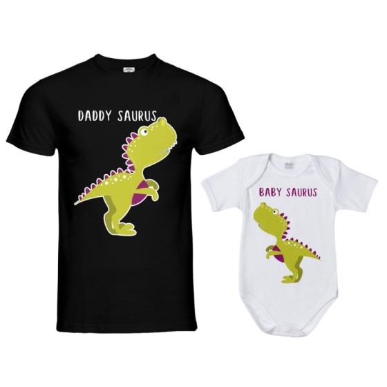 Coordinato t-shirt e body neonato padre figlio daddy saurus baby saurus Per il papà 2