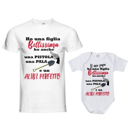 Coordinato t-shirt e body neonato padre figlio ho un figlio bellissimo una figlia bellissima Per il papà