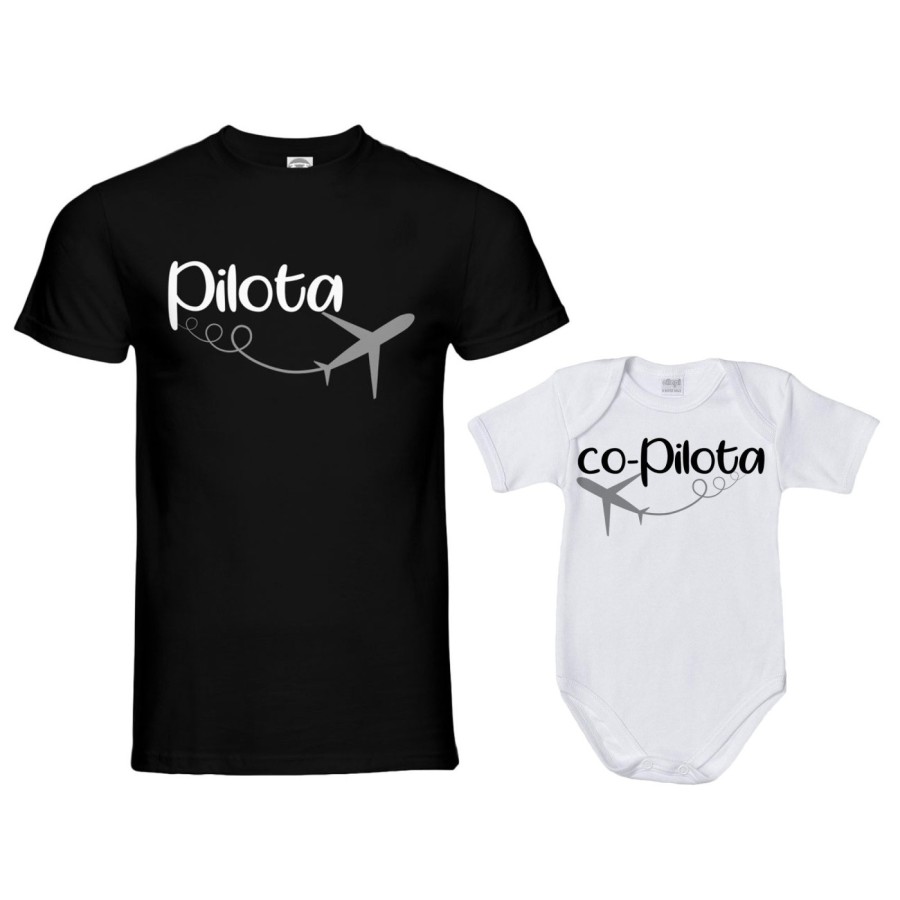 Coordinato t-shirt e body neonato padre figlio pilota co-pilota Per il papà