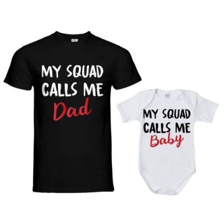 Coordinato t-shirt e body neonato padre figlio my squad...