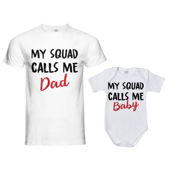 Coordinato t-shirt e body neonato padre figlio my squad calls me dad Per il papà 2